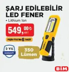 SGS ŞARJ EDİLEBİLİR LED FENER 350 LÜMEN